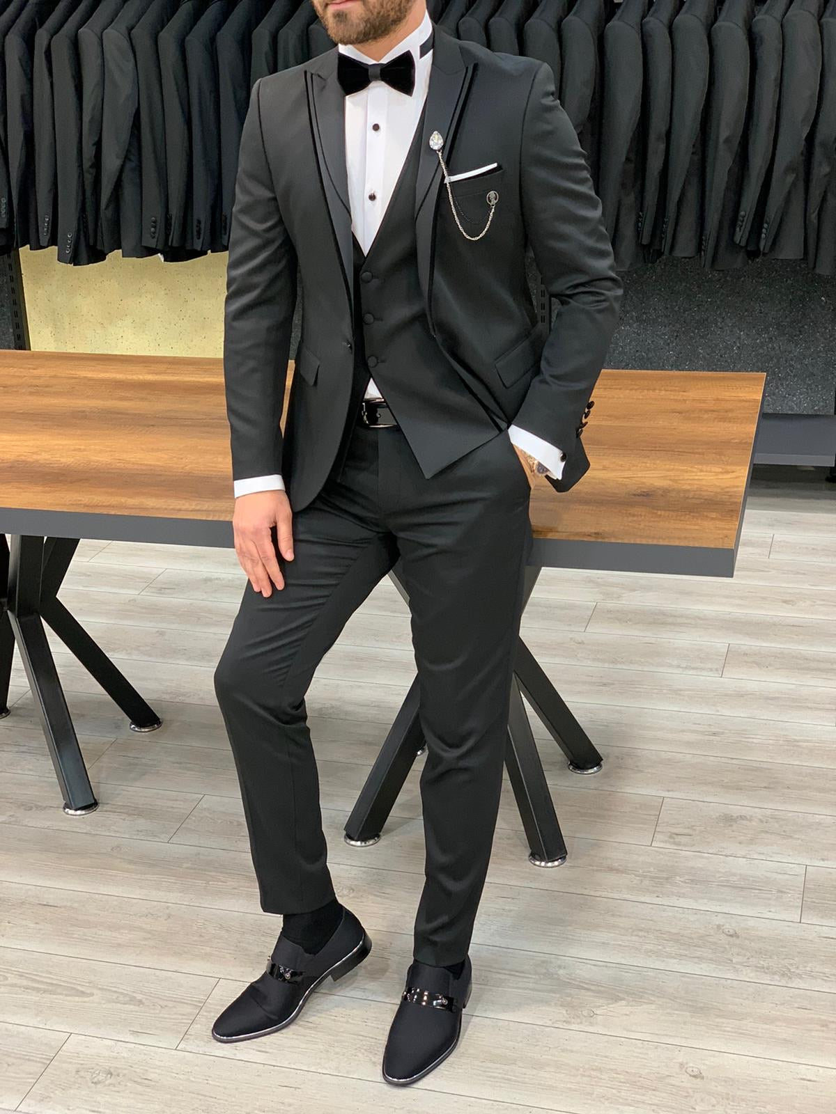 Catani Velvet Black Slim Fit Tuxedo #3-baagr.myshopify.com-1-BOJONI