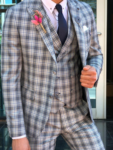 Andriano Slim-Fit Plaid Suit in Gray-baagr.myshopify.com-suit-BOJONI