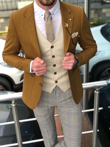 Anas Slim-Fit Cotton  Suit Vest Camel-baagr.myshopify.com-suit-BOJONI