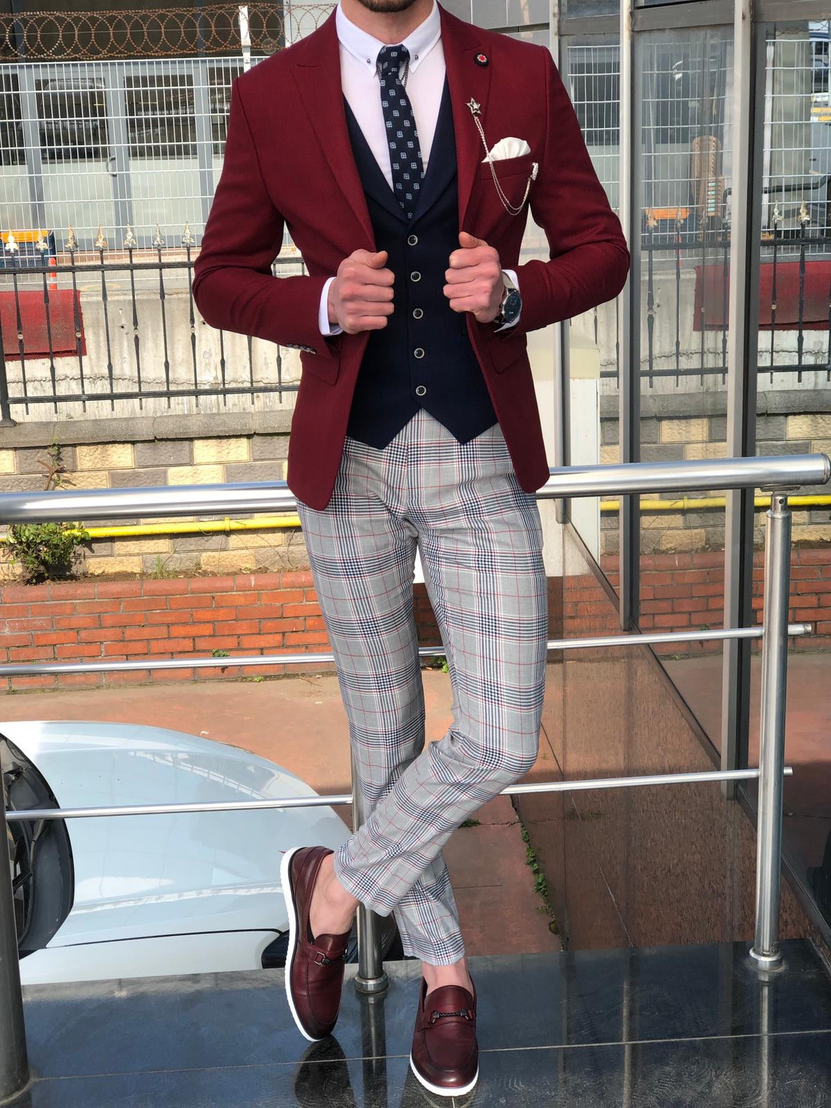 Fendis Slim-Fit Suit Vest Red-baagr.myshopify.com-suit-BOJONI