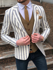 Feriff Slim-Fit Double Breasted Blazer in Ecru-baagr.myshopify.com-suit-BOJONI