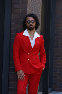 Bojoni Lerno Red Slim Fit Double Breasted Suit