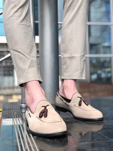 Suade Calf-Leather Loafer Shoes in Beige-baagr.myshopify.com-shoes2-BOJONI