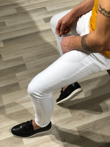 Tettra Slim-Fit Lycra Jeans In White-baagr.myshopify.com-Pants-BOJONI