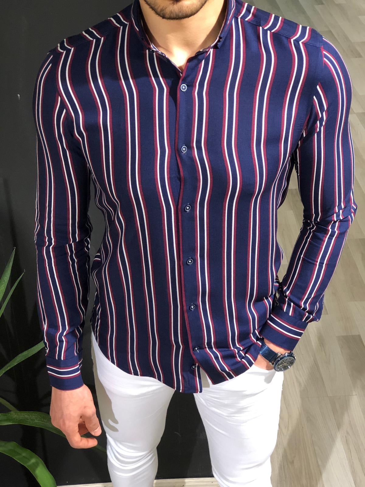 Benso Slim-Fit Striped Shirt (4 Colors)-baagr.myshopify.com-Shirt-BOJONI