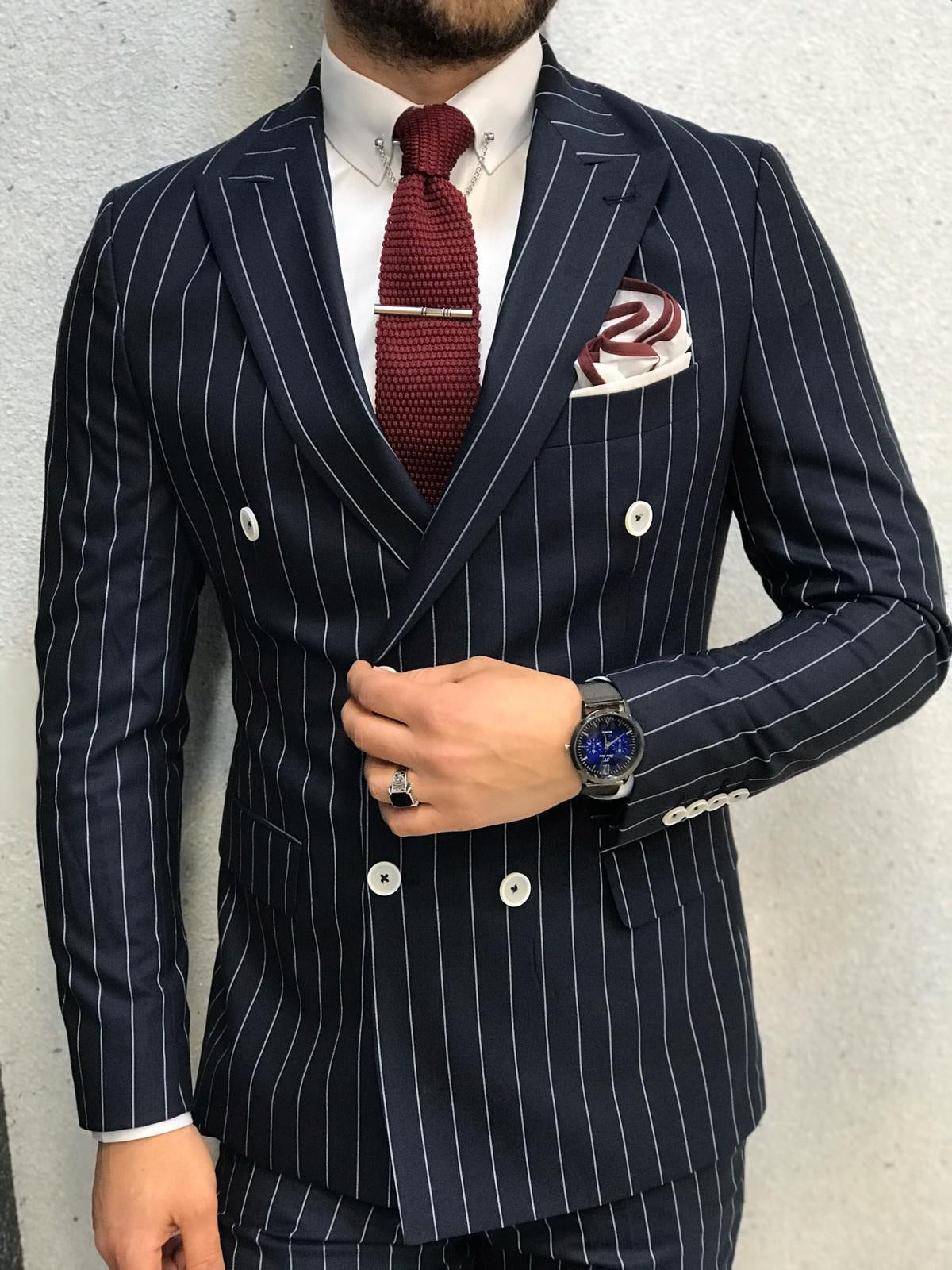 Louis Slim Fit Double Breasted Navy Suit-baagr.myshopify.com-1-BOJONI