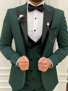 Partoni Royal Green Slim Fit Tuxedo-baagr.myshopify.com-1-BOJONI