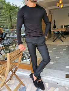 Anchorage Black Slim Fit Round Neck Sweatshirt-baagr.myshopify.com-sweatshirts-BOJONI