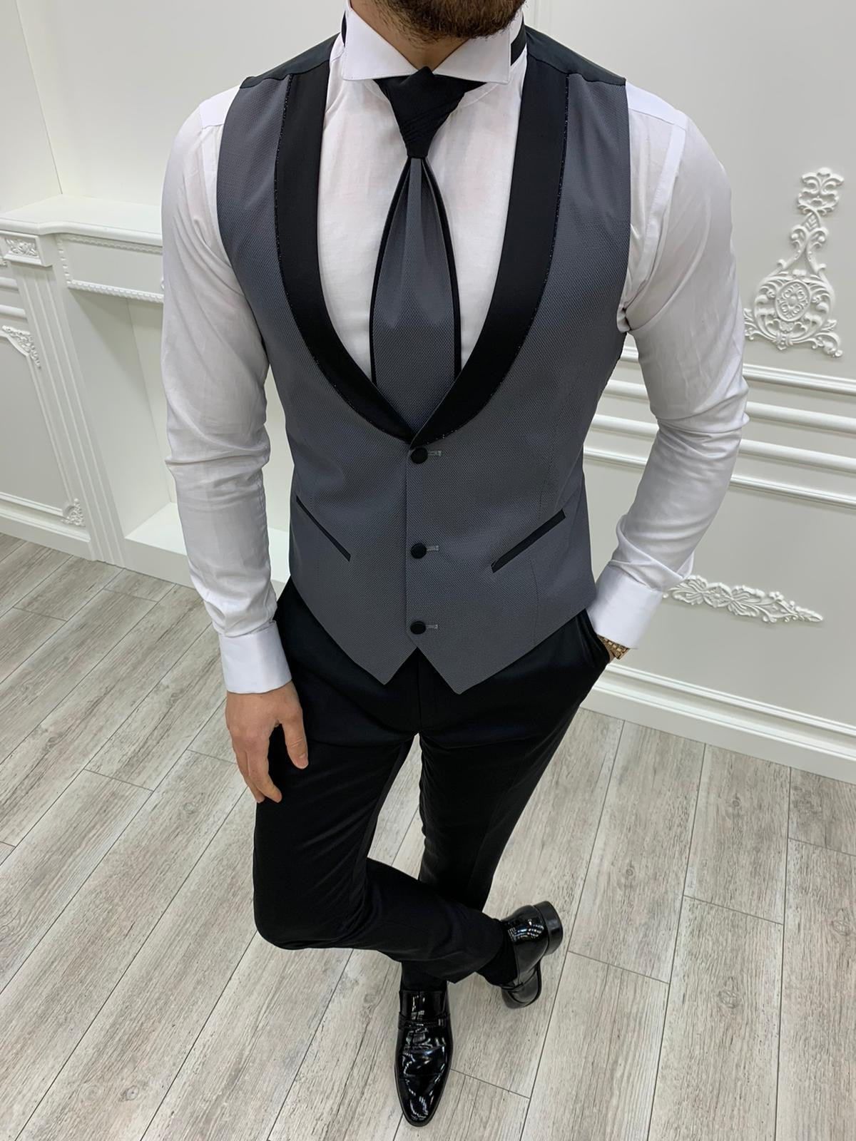 Napolia Royal Gray Slim Fit Tuxedo-baagr.myshopify.com-1-BOJONI