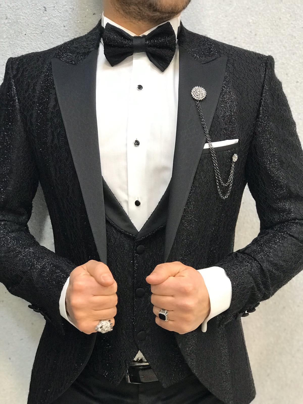 Napoli Black Slim Fit Diamond Tuxedo-baagr.myshopify.com-1-BOJONI