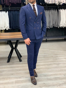 Zapali Navy Blue Double Breasted Slim Fit  Suit-baagr.myshopify.com-1-BOJONI