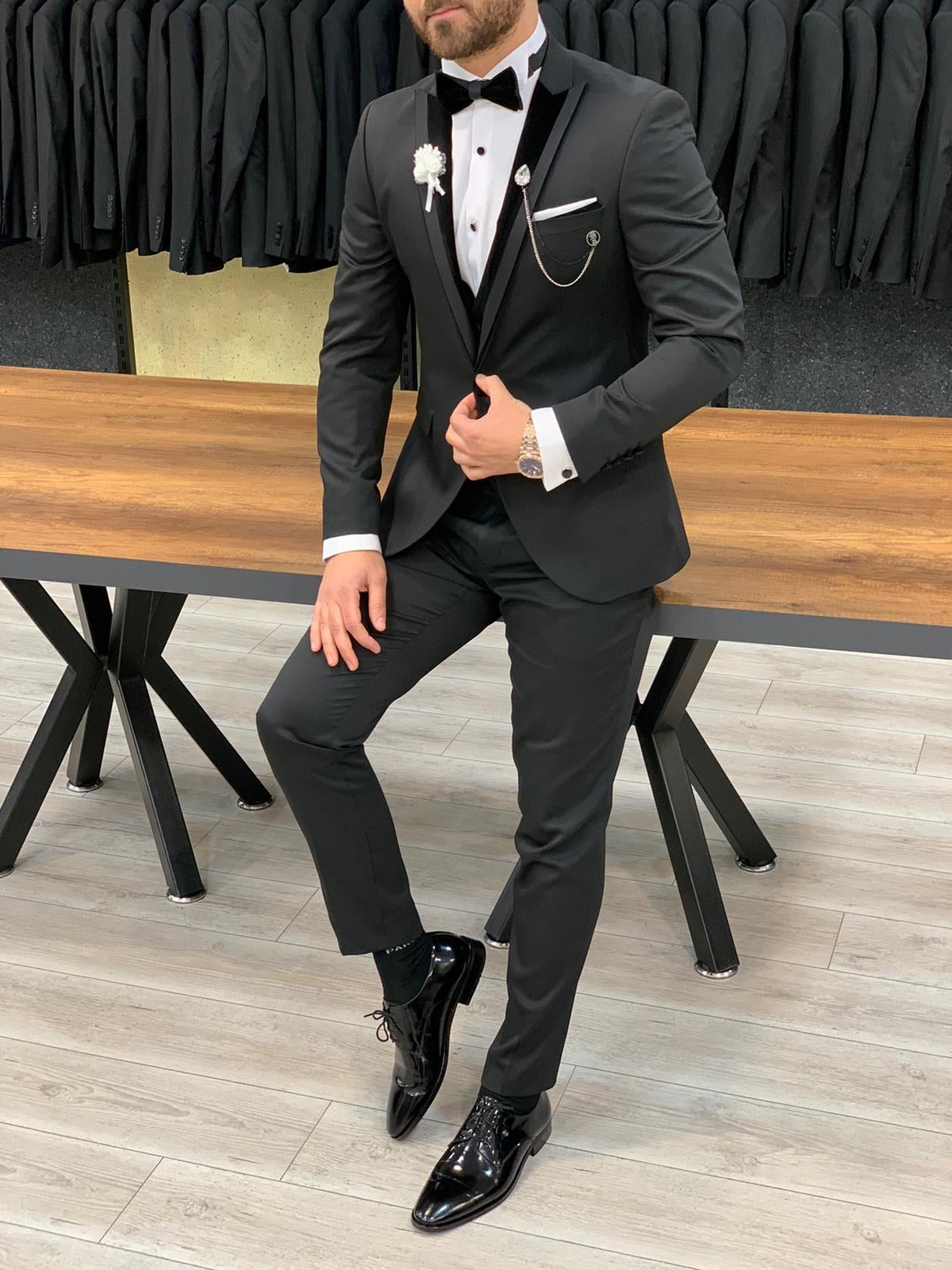 Catani Black Slim Fit Tuxedo #7-baagr.myshopify.com-1-BOJONI