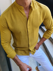 Madison Yellow Slim Fit Cotton Shirt-baagr.myshopify.com-Shirt-BOJONI