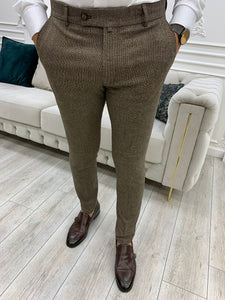 Serra Brown Slim Fit Pants-baagr.myshopify.com-Pants-BOJONI