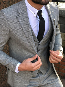 Slim-Fit Plaid Suit Vest Gray-baagr.myshopify.com-suit-BOJONI