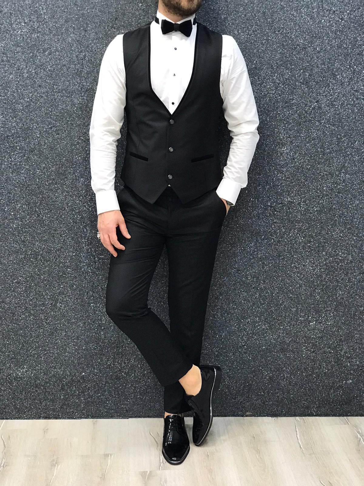 Nova Slim Fit Stone  Black Tuxedo-baagr.myshopify.com-1-BOJONI