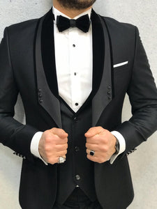 Nova Slim Fit Stone  Black Tuxedo-baagr.myshopify.com-1-BOJONI