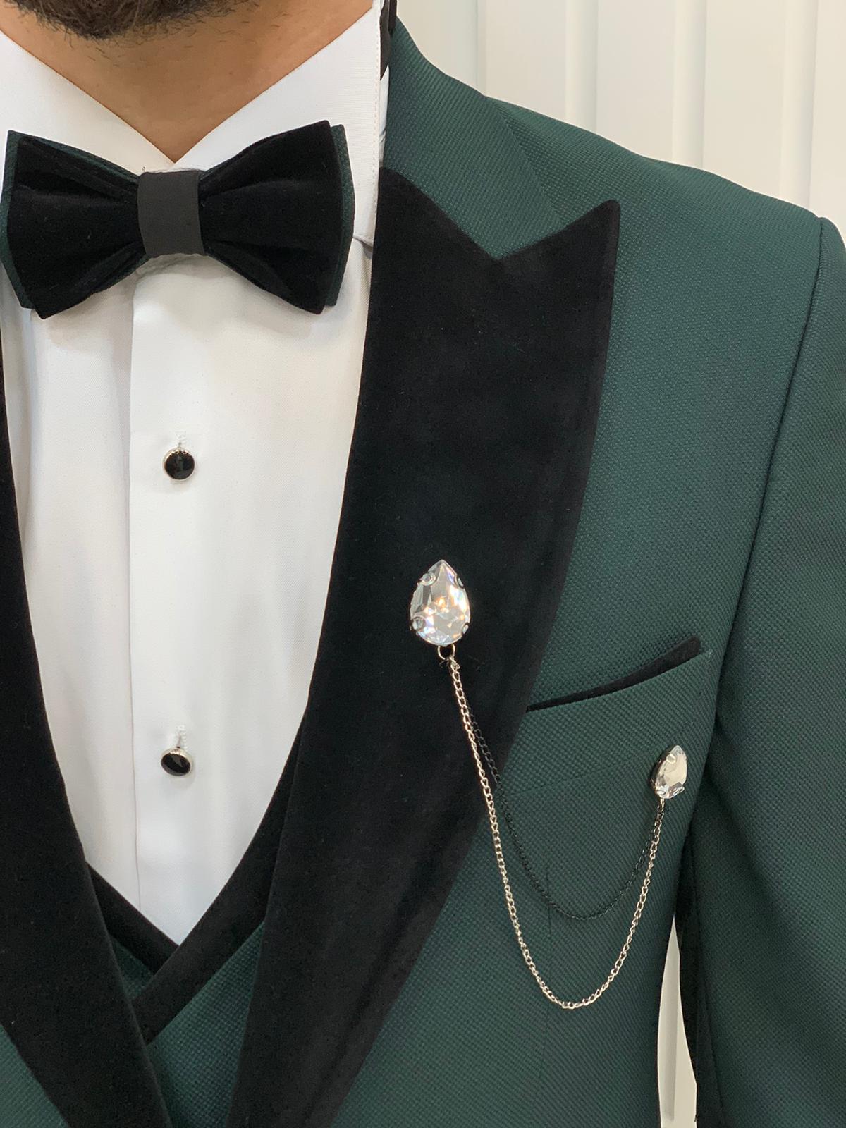 Bojoni Tishko Green Velvet  Slim Fit Tuxedo