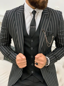 Lambrusco Black  Slim Fit Peak Lapel Striped Suit-baagr.myshopify.com-1-BOJONI