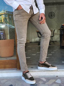 Forenzax Khaki Slim Fit Jeans-baagr.myshopify.com-Pants-BOJONI