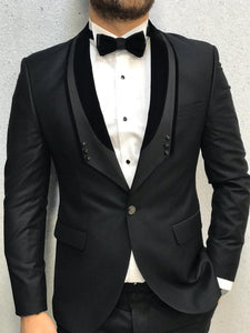 Nova Slim Fit Stone  Black Tuxedo-baagr.myshopify.com-1-BOJONI