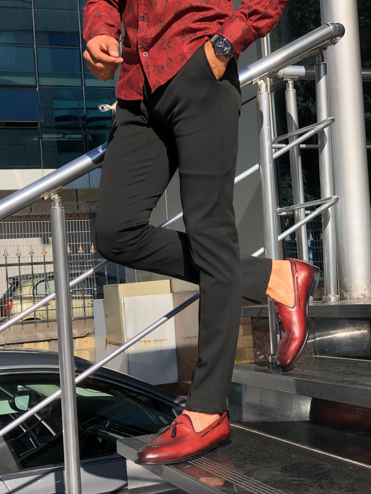 Super Slim-fit Fabric Pants Black-baagr.myshopify.com-Pants-BOJONI
