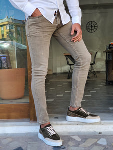 Forenzax Khaki Slim Fit Jeans-baagr.myshopify.com-Pants-BOJONI