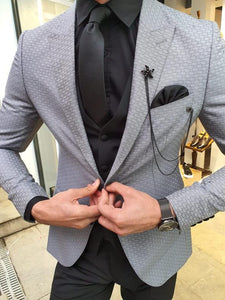 Novak Gray Slim Fit Patterned Suit-baagr.myshopify.com-suit-BOJONI