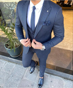 Fenichi Navy Blue Stripped Slim Fit Suit-baagr.myshopify.com-3-BOJONI
