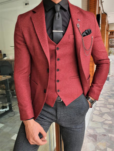Daroni Claret Red Slim Fit Suit-baagr.myshopify.com-suit-BOJONI
