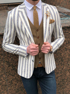 Feriff Slim-Fit Double Breasted Blazer in Ecru-baagr.myshopify.com-suit-BOJONI