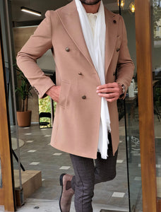 Forenzax Beige Slim Fit Wool Long Coat-baagr.myshopify.com-Jacket-BOJONI