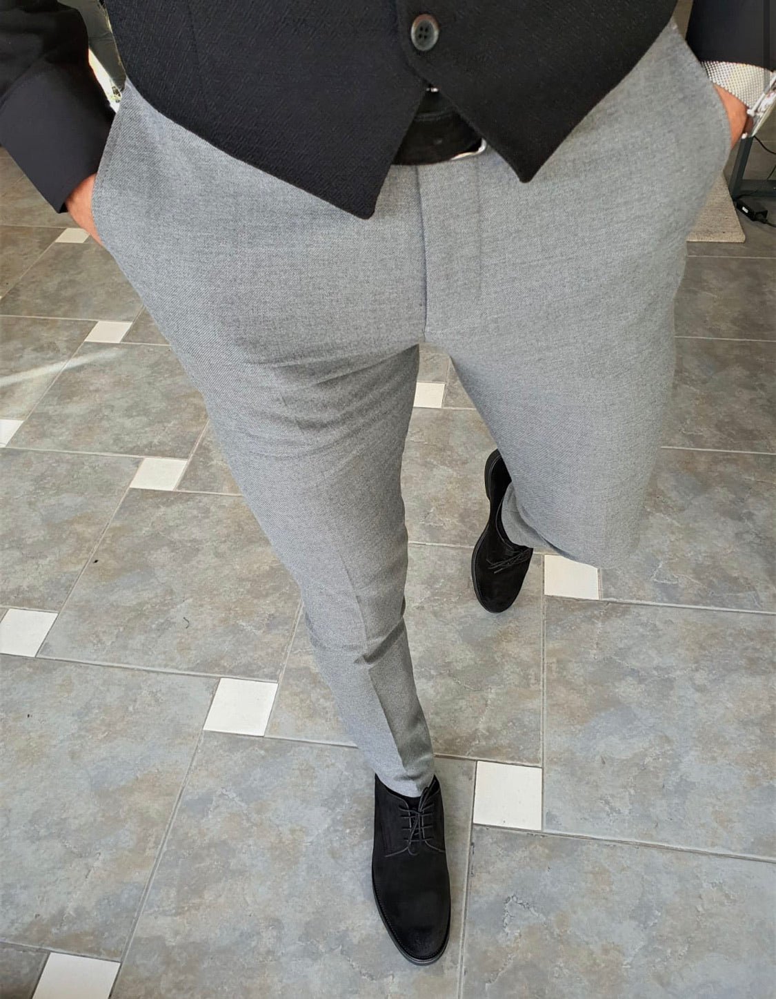 Garuzo Gray Slim Fit Pants-baagr.myshopify.com-Pants-BOJONI