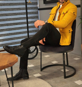 Forenzax Yellow Slim Fit Coat-baagr.myshopify.com-Jacket-BOJONI