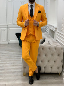 Bojoni Monte Yellow  Slim Fit Suit