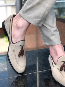 Suade Calf-Leather Loafer Shoes in Beige-baagr.myshopify.com-shoes2-BOJONI