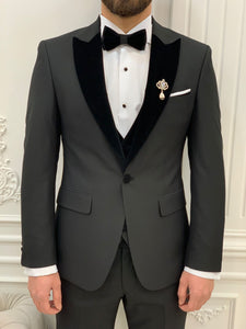 Bojoni Tishko Black Velvet  Slim Fit Tuxedo