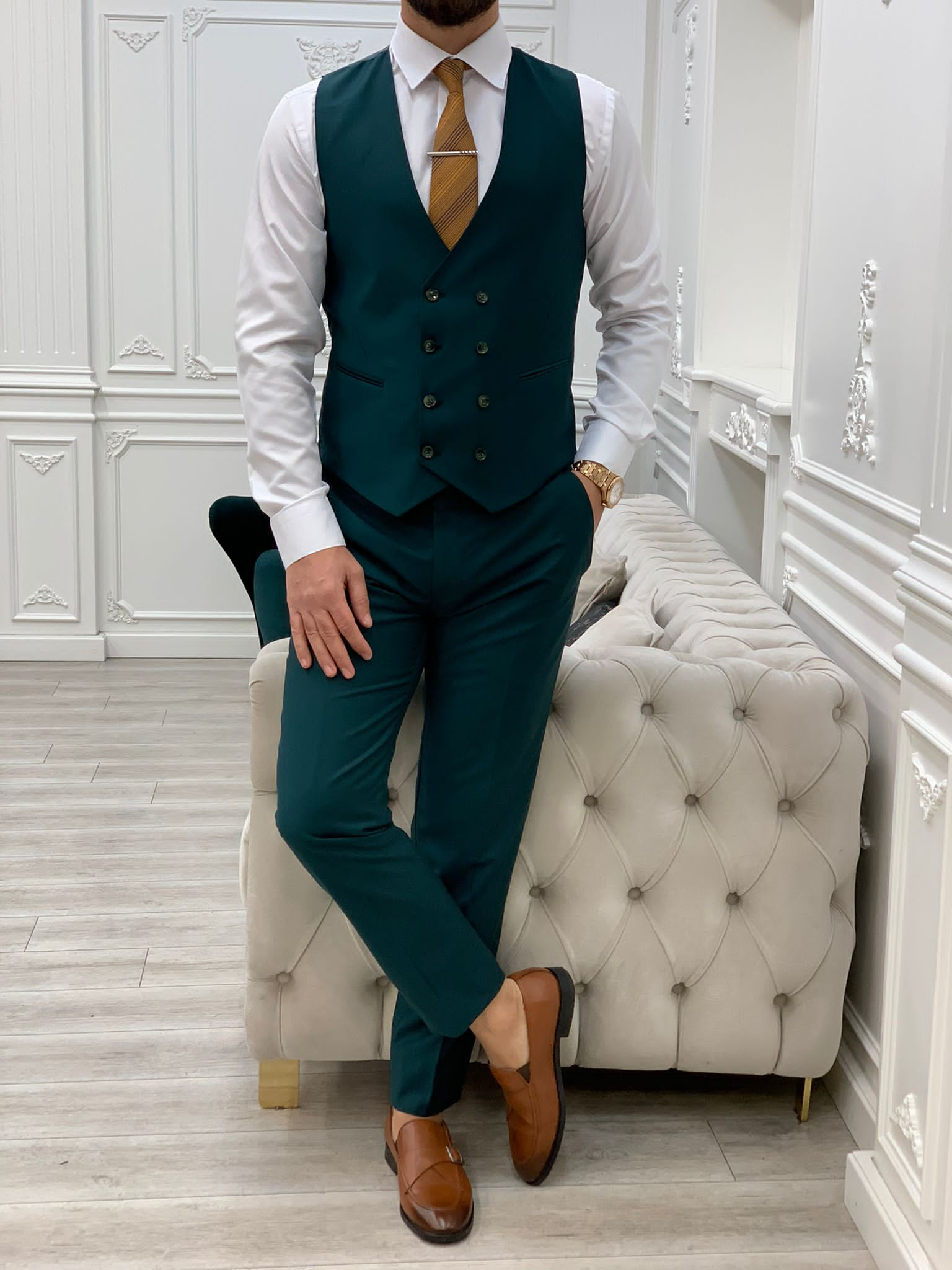 Bojoni Monte Green  Slim Fit Suit