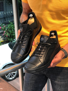 Ringging Detail Laced Sports Shoes Black-baagr.myshopify.com-shoes2-BOJONI