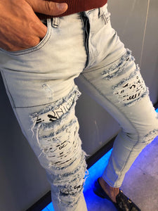 Paco Slim-Fit Ripped Jeans White-baagr.myshopify.com-Pants-BOJONI