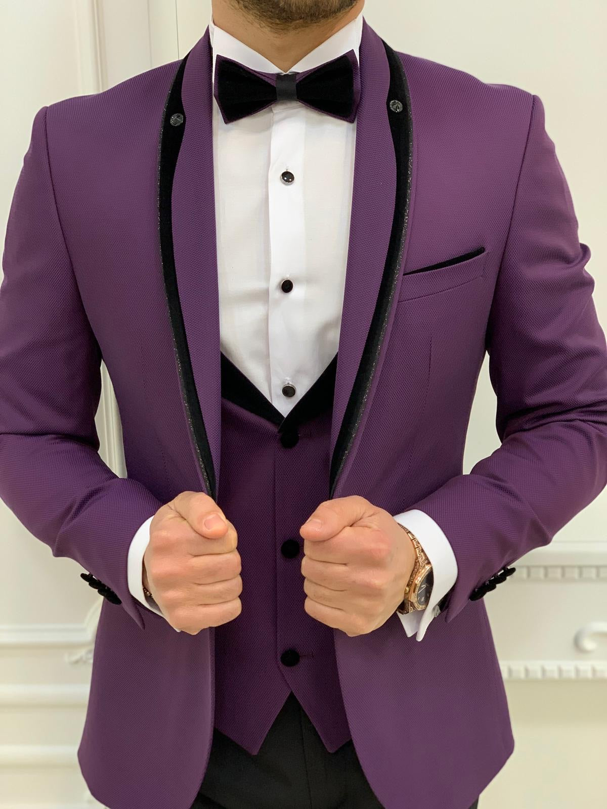 Partoni Royal Purple Slim Fit Tuxedo-baagr.myshopify.com-1-BOJONI