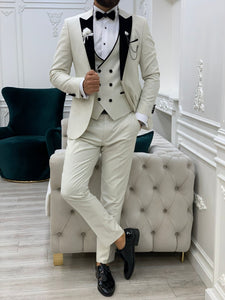 Fettachi White Slim Fit Velvet Peak Lapel Tuxedo-baagr.myshopify.com-1-BOJONI