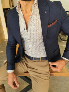Severi Navy Blue Slim Fit Blazer-baagr.myshopify.com-blazers-BOJONI
