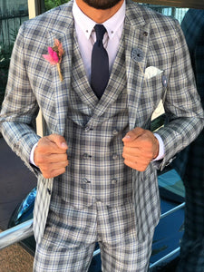 Andriano Slim-Fit Plaid Suit in Gray-baagr.myshopify.com-suit-BOJONI