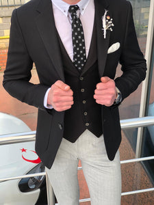 Fendis Slim-Fit Cotton Suit Vest Black-baagr.myshopify.com-suit-BOJONI