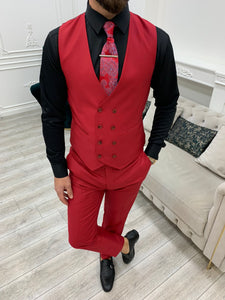 Bojoni Monte Red  Slim Fit Suit