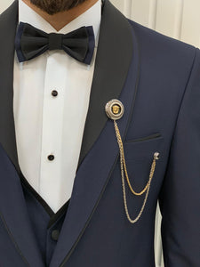 Bojoni Tishko Navy Shawl Collar Slim Fit Tuxedo