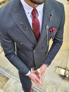 Olympia Black Slim Fit Double Breasted Pinstripe Suit-baagr.myshopify.com-suit-BOJONI