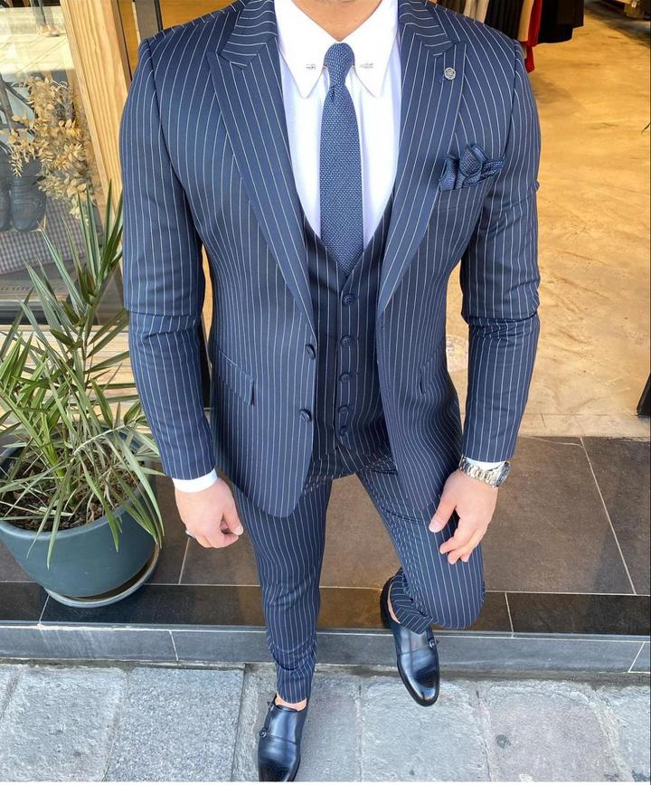 Fenichi Navy Blue Stripped Slim Fit Suit-baagr.myshopify.com-3-BOJONI