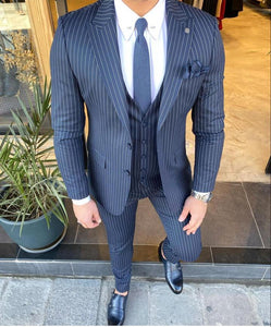 Fenichi Navy Blue Stripped Slim Fit Suit-baagr.myshopify.com-3-BOJONI